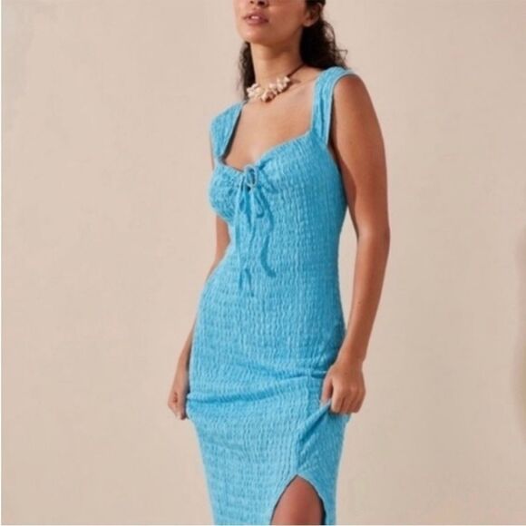 Free People beach Blue Eleni Bodycon Midi Dress Size Small - Picture 4 of 8
